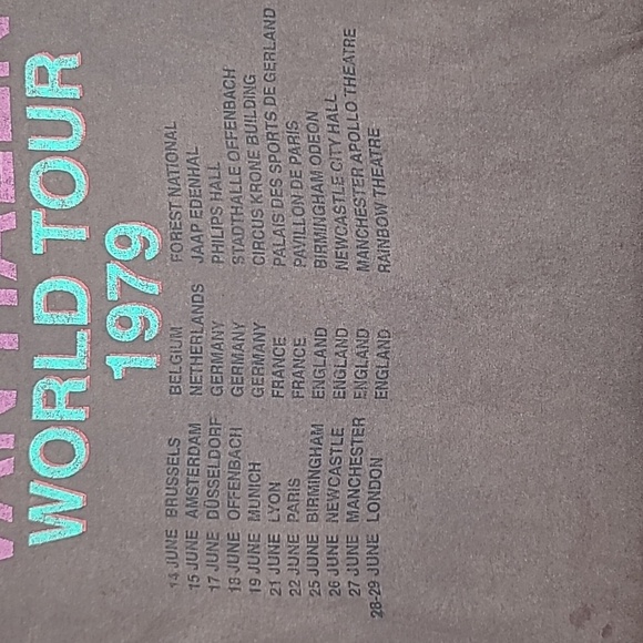 Licensed Band Merch Van Halen '79 World Tour Crew Neck Tee in Brown - NWOT - Picture 16 of 17